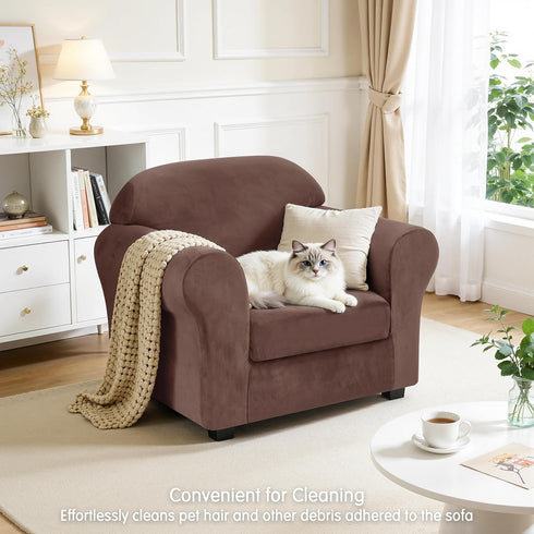 2 1 CHUN YI Piece Velvet Armchair Cover Couch Covers Cushion, Water Resistant Chair Slipcover with Arms, Non Slip High