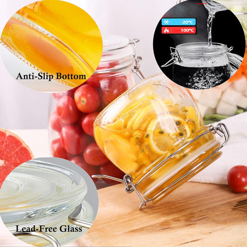 Glass Jars with Airtight Lid 24 Oz (Set of 2), Wide Mouth Mason Storage Canisters for Coffee, Sugar, Nuts, Spice,