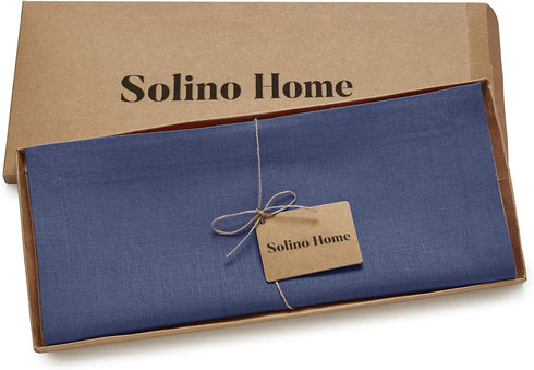 36 Inches 100% 14 36 Inch Summer, Solino Home Linen Table Runner - Pure Linen Vintage Blue Table Runner x Ideal