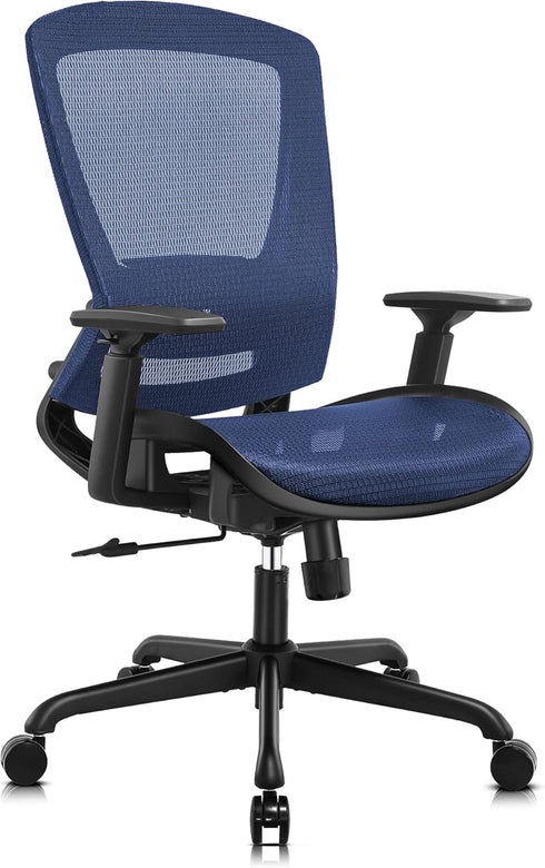 Blue Mesh Headrest for Home Office Chair, Black Frame, Not General