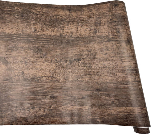 Yifely Retro Brown Wood Grain Self-Adhesive PVC Shelf Drawer Liner Sticker 17.7 Inch by 9.8 Feet