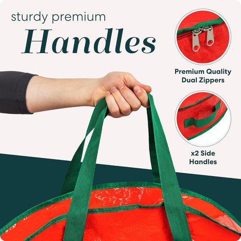 Handy Christmas Wreath Storage Bag - 2-PACK, Durable Tarp Material with Zipper, Ideal for Holiday Organization