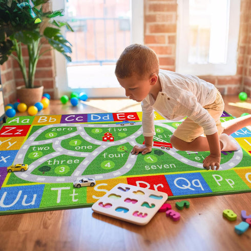 Playmat,32"x60" BEQHAUSE Kids Rug Carpet Preschool Rugs wtih ABC, Numbers, Non Slip Washable Play Mat Carpets for Kids