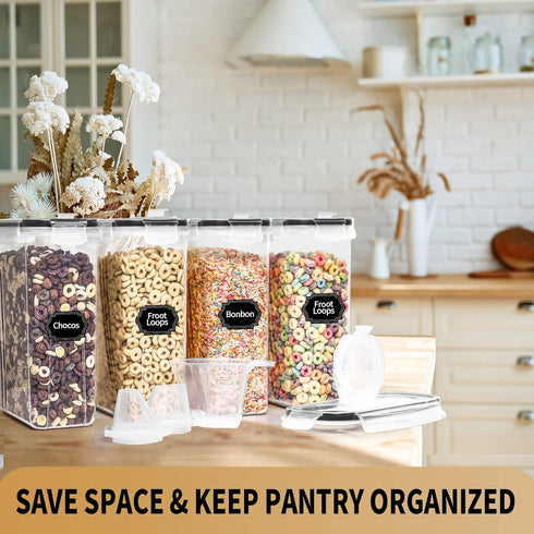 Set (4L,135.2 Oz), 4PCS 20 PRAKI Cereal Containers Storage Airtight Food Storage Containers with Pour Spout for Kitchen