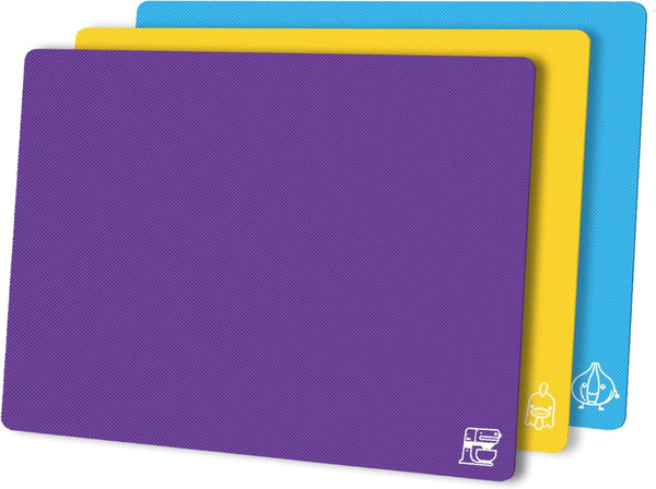 ZVP Flexible Plastic Cutting Boards Set of 3, Non-Slip Chopping Mats for Kitchen, BPA Free