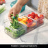 iDesign Recycled Plastic Crisp Large Divided Fruit and Vegetable Storage, 14.82" x 6.32" x 3.76" with Easy Grip Handles