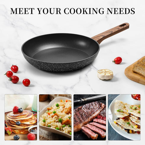 Frying Pan Nonstick, 9.5 Inch, Non Toxic Skillet, Oven Safe, Induction Compatible