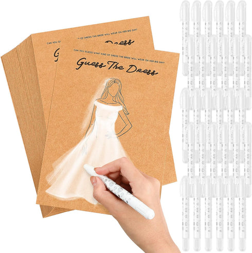 Geyoga 30 Set Guess The Dress Bridal Shower Games for Guests, Include