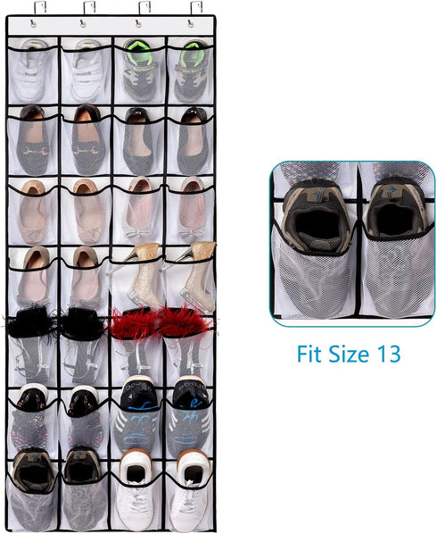 28 4 REGELETO Large Pocket Over the Door Shoe Organzier, Hanging Shoe Rack for Door Large Capacity Shoe Organizer