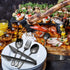 Patelai 15 Pieces Stainless Steel Serving Utensils Set, 8.7" Large Serving Spoons, Slotted Spoon, Buffet Flatware