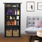 5 Shelf Bookcase 5 Tier Wooden Multimedia Storage Media Cabinet DVD Rack,