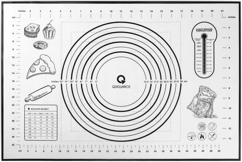 Extra Large Silicone Baking Mat 16" x 24", Black Pastry Mat with Measurement for Pie Crust, Pizza, Cookies - BPA Free