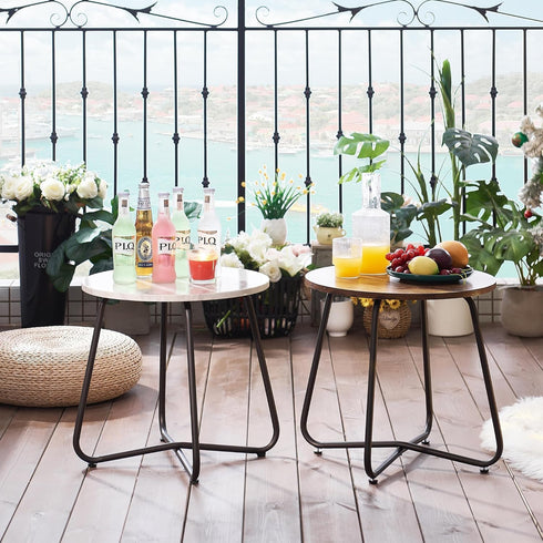 VECELO Small Round Anti-Rust Outdoor Snack Table