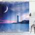 Ambesonne Lighthouse Shower Curtain, Oceanic Space Stars Moon Print, 69" W x 70" L, Pink Blue