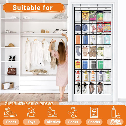 Aheroi 2 Pack 35 40 lbs, Pockets Over Door Shoe Organizer, White, Holds Up to Mesh Pockets, Foldable, Hanging Shoe Rack