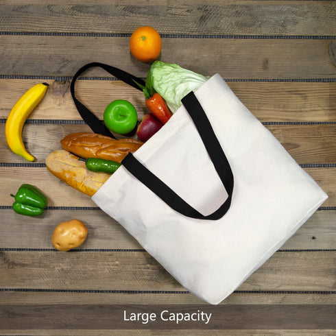 TOPDesign 2-Pack Canvas Tote Bags with Magnetic Snap - Reusable Grocery Shopping Bags for Creative Designs