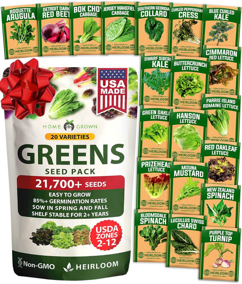 HOME GROWN 20 Variety Lettuce Seeds 21,700+ Bulk Pack Heirloom Non-GMO High