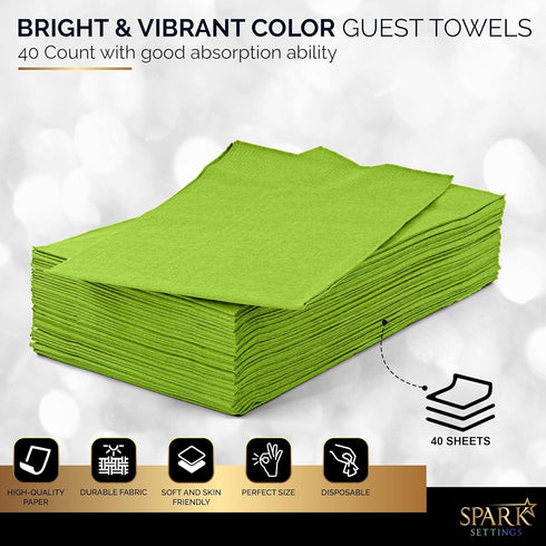 Amcrate Dinner Napkins Disposable Guest Towels, Kiwi Beverage Napkins, 8 x 4.5 , Pack of 40