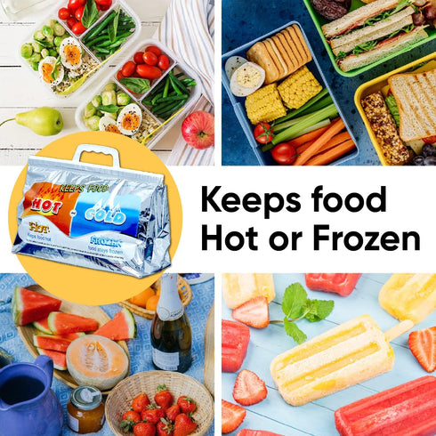 Frozen (10, 16"x19.25") Superio Hot and Cold Insulated Bags for Food Delivery, Grocery Shopping Bags, Food Storage