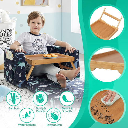 Artmeer Bed Tray Table with Folding Legs,Bamboo Breakfast in Bed for TV Table, Laptop Computer Tray,Eating,Snack