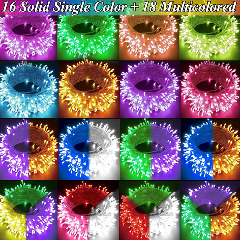 35 33FT 100LED 4th Color Changing Christmas Lights, Colors Patriotic String Lights With Remote Clear Wire, Connectable
