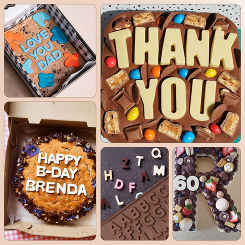 Silicone Letter and Number Chocolate Molds with Happy Birthday Cake Decorations Symbols, 2pcs
