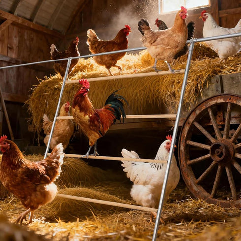 ANNDING 55 Inch Large Chicken Roosting Bars, Chicken Perch for Coop with Metal Frame, Sturdy Roosting Ladder for Hens
