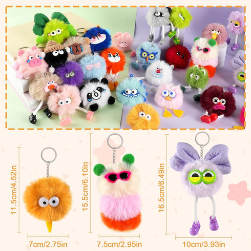 36 Kids Keychains, Pcs Cute Plush Toy Keychains for Boys Girls Birthday Valentine's Day Thanksgiving Christmas Gifts
