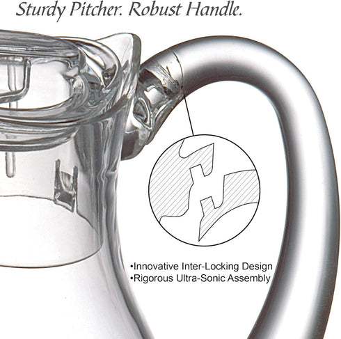 Amazing Abby Droply Plastic Pitcher (64 oz, 2 Quart), Clear Water Pitcher with Lid, BPA-Free