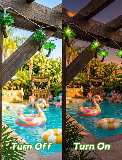 8.5Ft 10 Summer Oviejo Palm Tree String Lights Patio String Lights with Palm Tree Light, Indoor/Outdoor Party Fiesta
