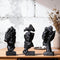 3 Pcs Thinker Statue, Silence is Black Abstract Art Figurine, Modern Home
