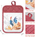 Pot Holders Set of 3 - Silicone Non Slip Heat Resistant Hot Pads, Cotton BBQ Grilling, Red Potholders