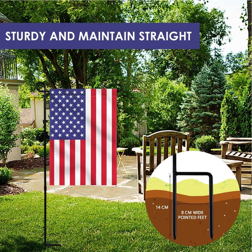 YEAHOME Garden Flag Stand Holder, Metal Premium Weather-Proof Flagpole for Christmas Garden Decor