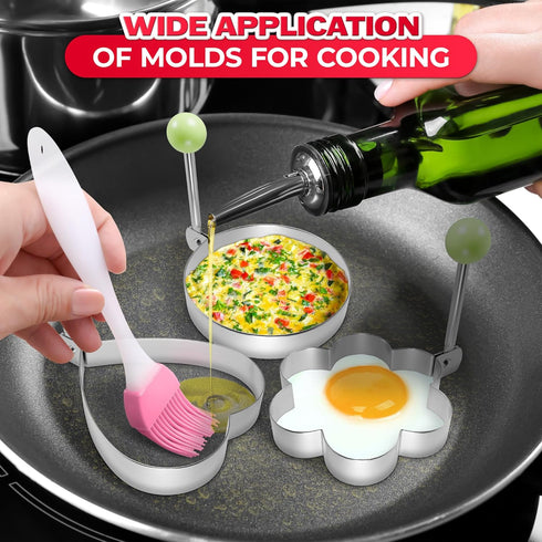 5Pcs Stainless Steel Ring Molds for Cooking Egg - Pancake Shapes Cooking Rings for Frying Eggs