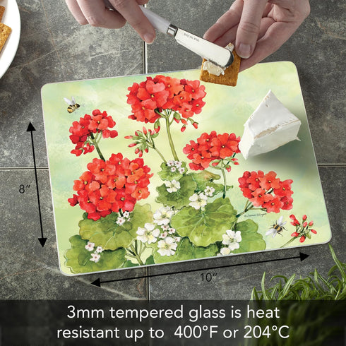 CounterArt Nature's Grace Tempered Glass Cutting Board, 10” x 8”, Heat Tolerant, Dishwasher Safe