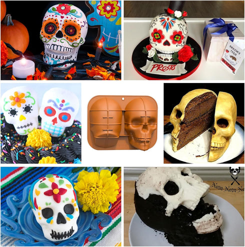 3D Skull Cake Molds for Baking - Food Grade Silicone DIY Large Skull Cake Pan for Halloween and Birthday Parties
