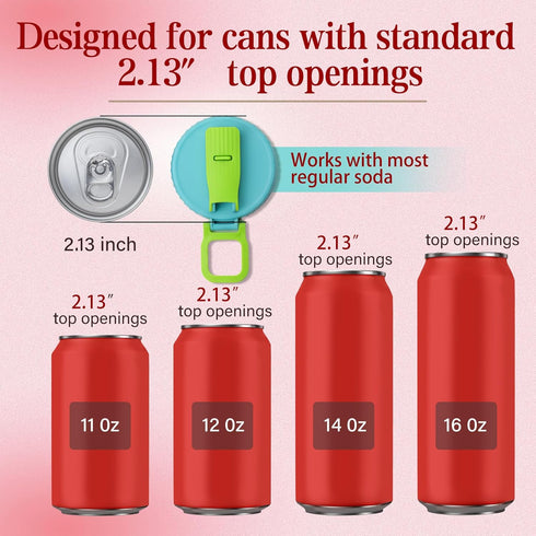 XENIVO 4 Pack 2.13" (4 Soda Can Lids with Silicone Straw, Reusable Soda Can Covers to Keep Carbonation, Leak-Proof