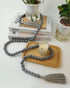 Wooden Beads Garland with Tassels - 61 Inch Grey Wood Bead Garland for Modern Farmhouse and Boho Home Decor