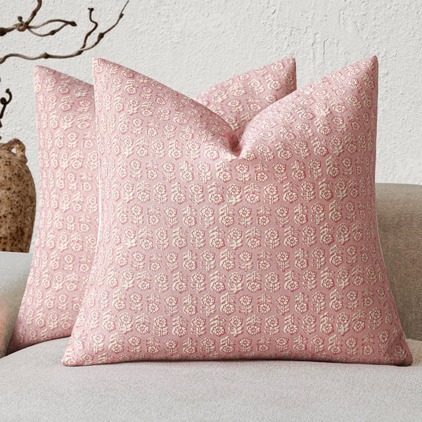 Foindtower Set of 2 Decorative Neutral Floral Print Throw Pillow Covers Vintage