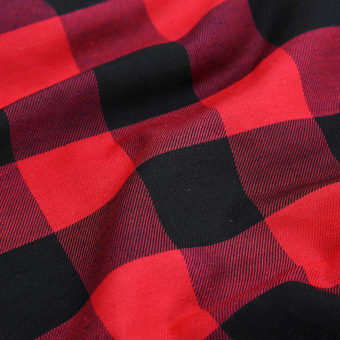 Christmas Tree Skirt Red Black Buffalo Plaid, Small 24 inch Cotton Linen Fabric for Fall Farmhouse Thanksgiving Xmas