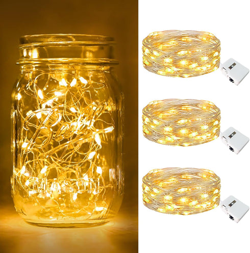 btfarm 3 Pack Fairy Lights Battery Operated 3 Modes, 7ft 20 Led