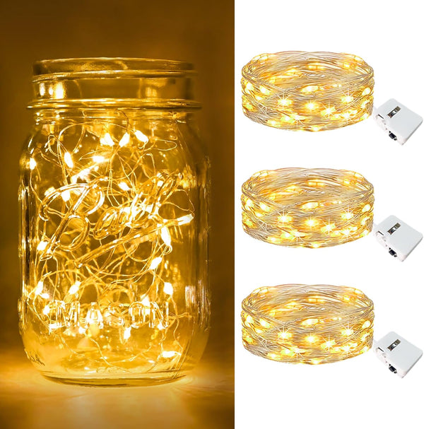 btfarm 3 Pack Fairy Lights Battery Operated 3 Modes, 7ft 20 Led