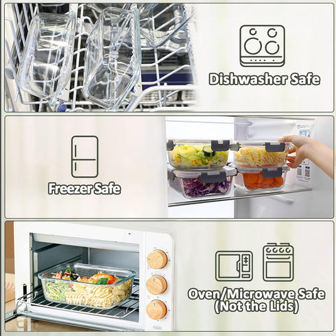 M MCIRCO Extra Large Glass Food Storage/Baking Containers Set - 80 oz & 36 oz, 2 Pack Airtight Containers