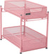 Mind Reader 2 Tier Accessory Organizer, Metal Mesh Supply Storage for Office, Kitchen, Makeup Crafts, Pink, 8" L x