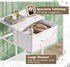 25.03" WLIVE White Nightstand, Night Stand with Fabric Storage Drawer and Open Wood Shelf, Small End Side Table