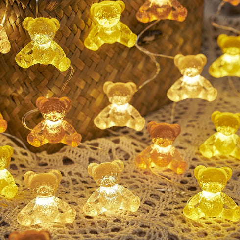 8.5ft 20LED JASHIKA Teddy Bear String Lights Bear Fairy Decorative Lights Kids Party Suppliers Battery Operated Novelty