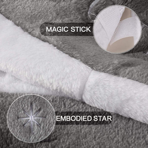 yuboo Gray Christmas Tree Skirt, 36" Faux Fur Pencil Tree Skirt Rug with White Snowflakes for 5-6 ft Christmas Tree