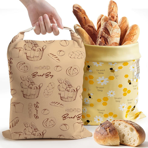 Aofmee Reusable Beeswax Bread Bags for Homemade Bread, 2 Pack Sourdough Bread