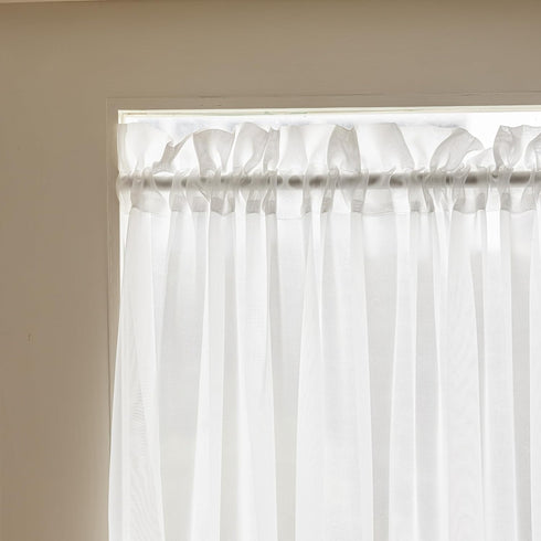 Aquazolax White Sheer Rod Pocket Curtains, 72" Long, Light Filtering Voile, 1 Panel, 25" Wide, Tieback Included