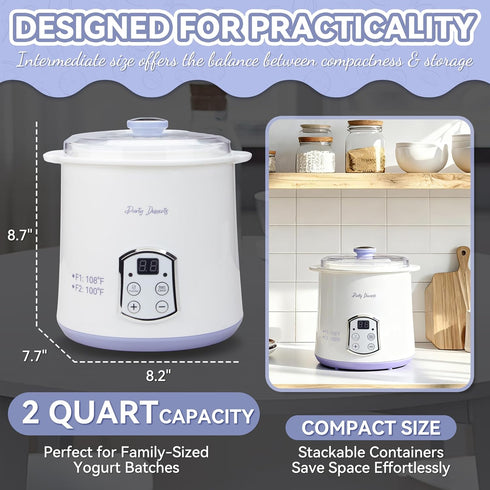 Party Desserts 2 (2 Party Dessert Electric Greek Yogurt Maker Machine with Strainer, Automatic Yogurt Maker for Home